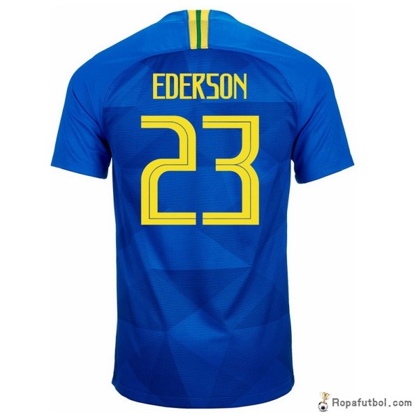 Camiseta Brasil Replica Segunda Ropa Ederson 2018 Azul